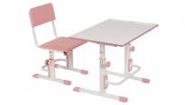 Комплект Polini kids растущая парта-трансформер M1 75х55 см и стул регулируемый L, белый-розовый Комплект Polini kids растущая парта-трансформер M1 75х55 см и стул регулируемый L, белый-розовый